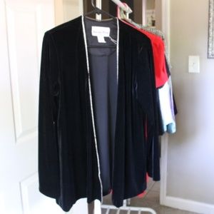 Vintage embellished black velvet cardigan